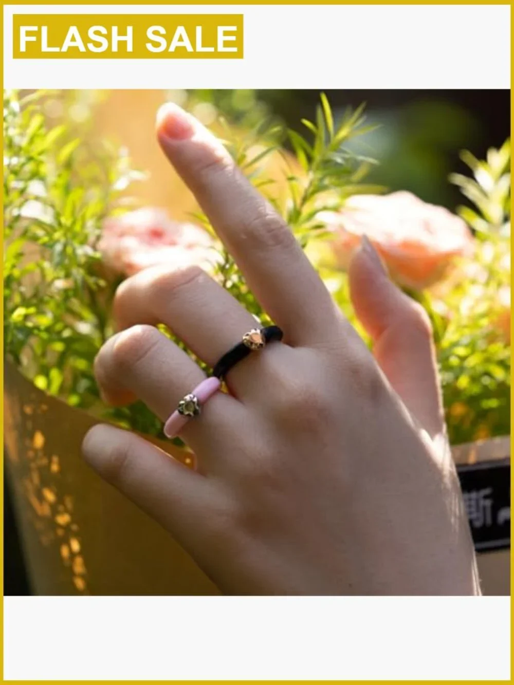 Set of 3 Silicone Wedding Bands - Flower Shape Rubber Rings for Women